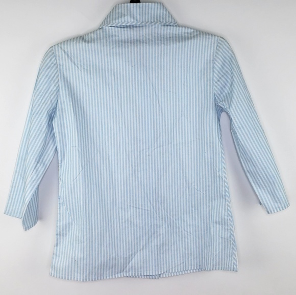 Tucker Binding Button Up Blouse Sailor Stripe Shir - Picture 5 of 8